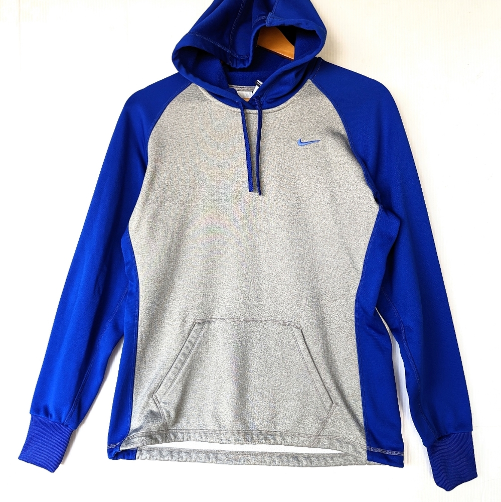 NIKE therma-fit blue & gray Colorblock pull-over hoodie sweatshirt